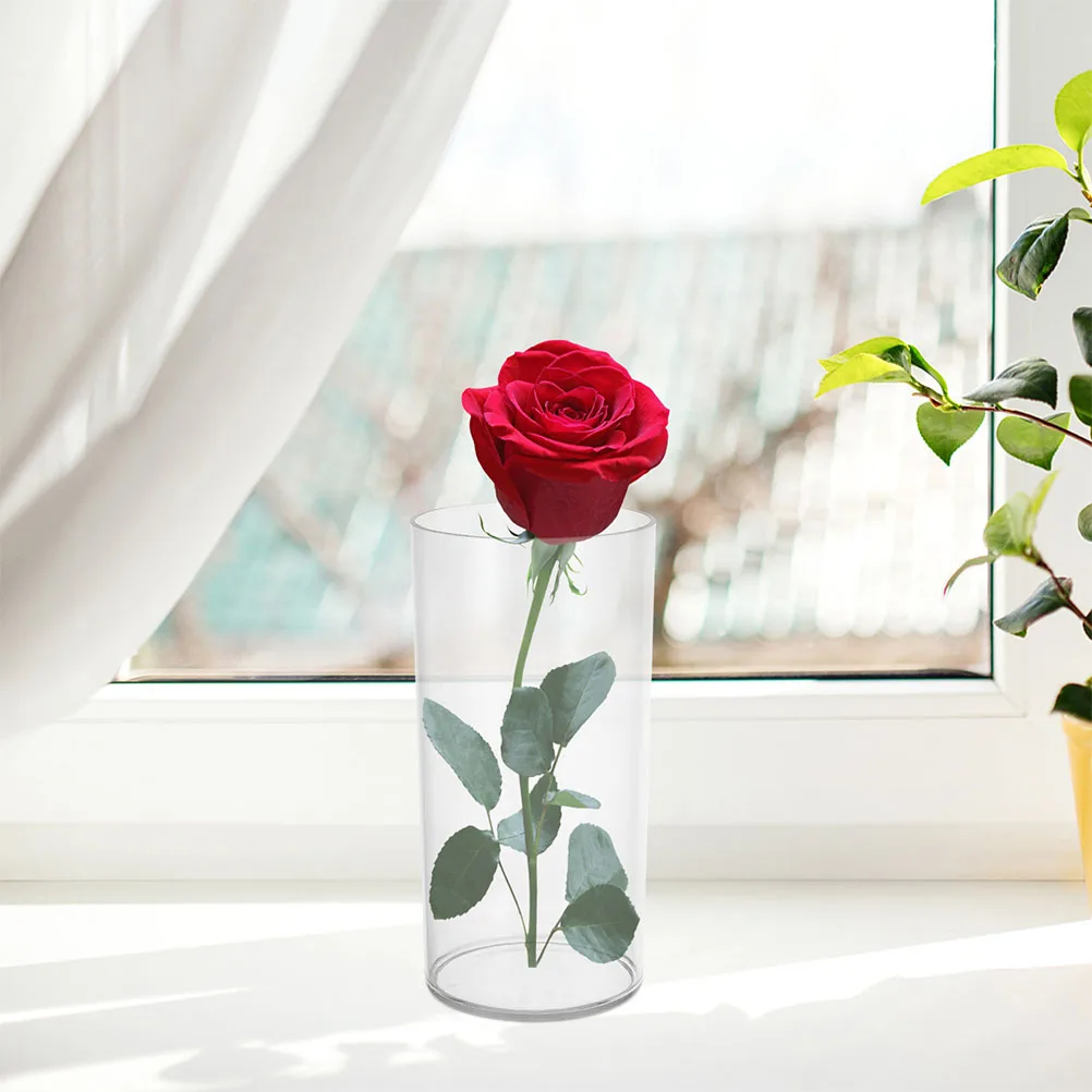 

4Pcs Transparent Round Plastic Flower Vase Modern Decorative Vase for Desktop Room Decor Flower Arrangement Centerpiece