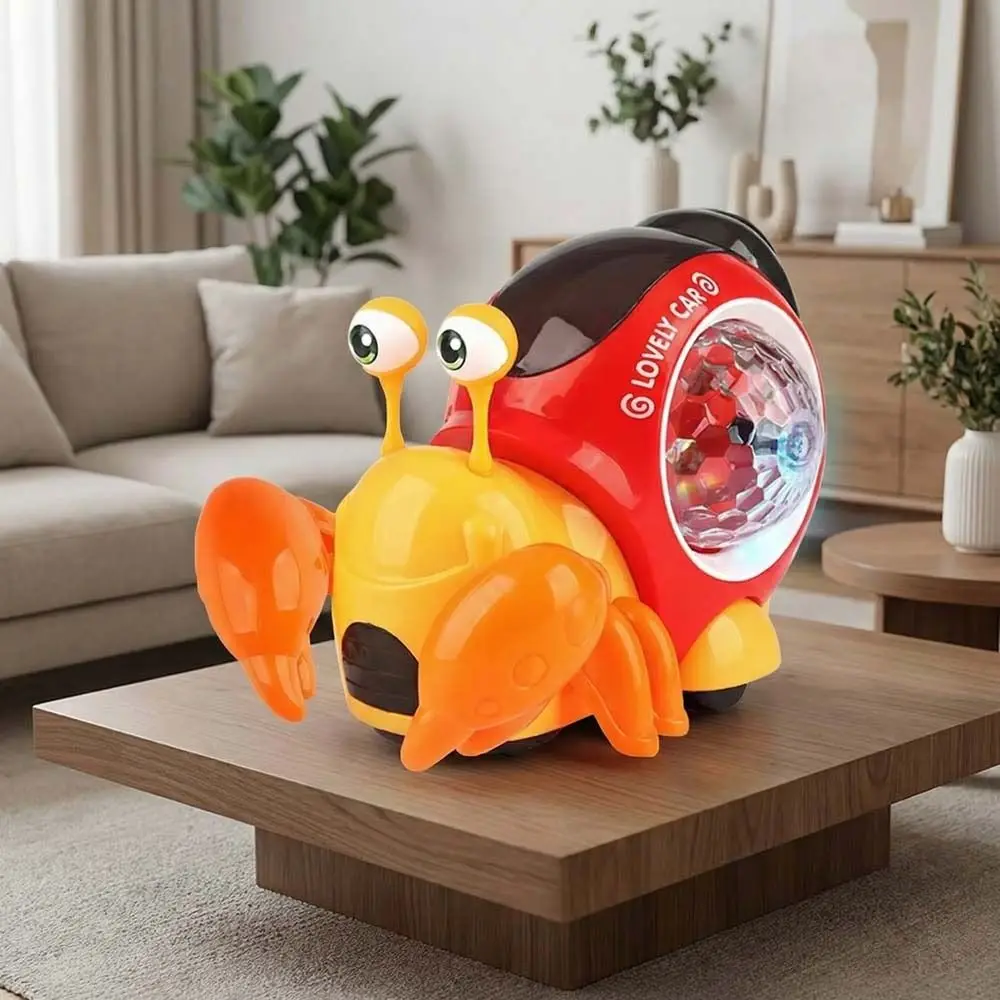 Plastic LED Light Crab Walking With Music Early Education Dancing Hermit Crab Snail Movable Electric Crawling Crab Sensory