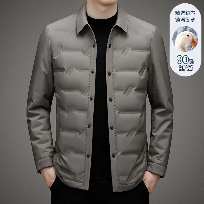 2024 Autumn New Men's Hooded Down Jacket 90% White Duck Down Thickened Warm and Cold Resistant Short Casual Fashion Down Jacket