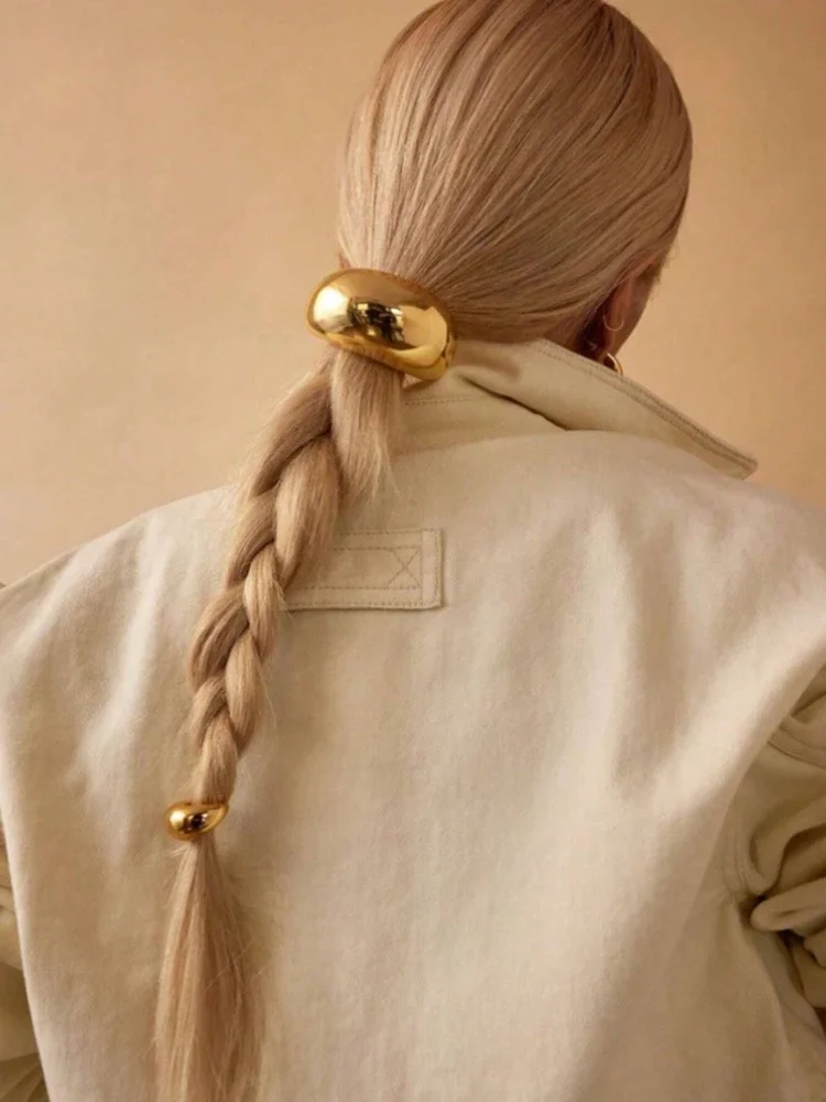 1pc moda punk geométrico metal headb rabo de cavalo scrunchie para mulheres simples acessório de cabelo elástico scrunchie bandana