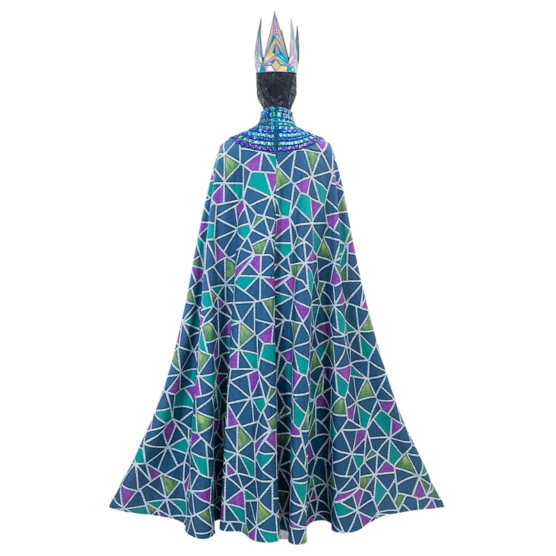 Nuevo disfraz de Cosplay blanco y azul para mujer, vestido largo de nieve, accesorios de corona, traje de Halloween, disfraces de Reina Malvada, hecho a medida ob;8