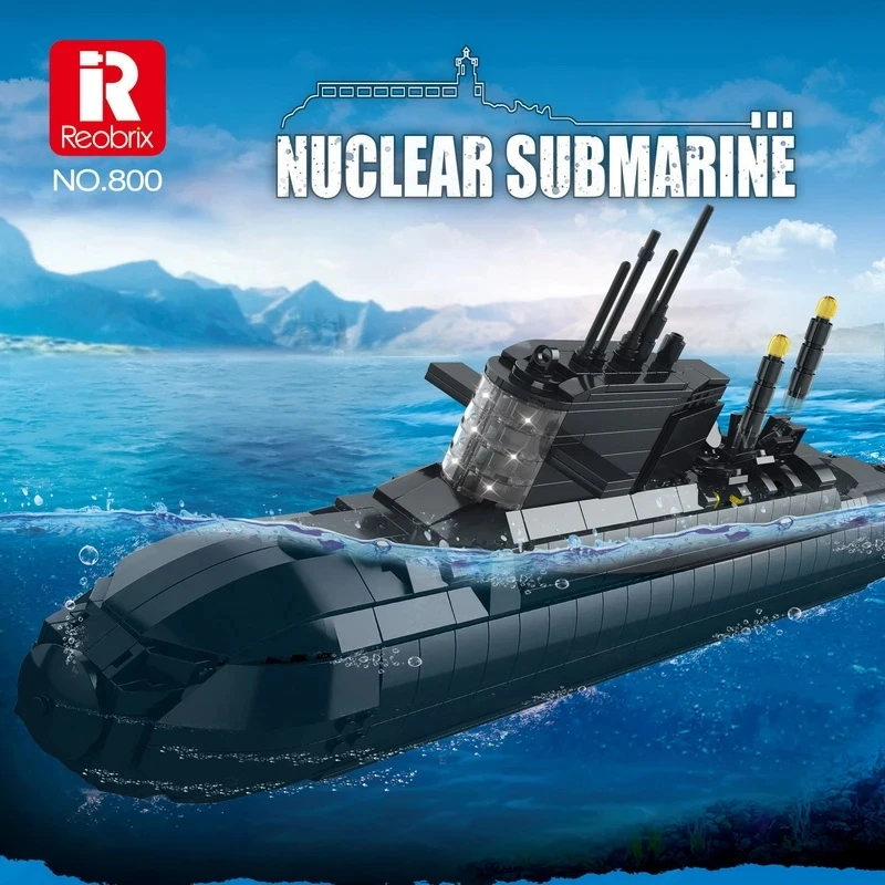 Reobrix 800 arma submarina nuclear estratégica veículo app controle remoto montado blocos de construção brinquedo das crianças modelo presente