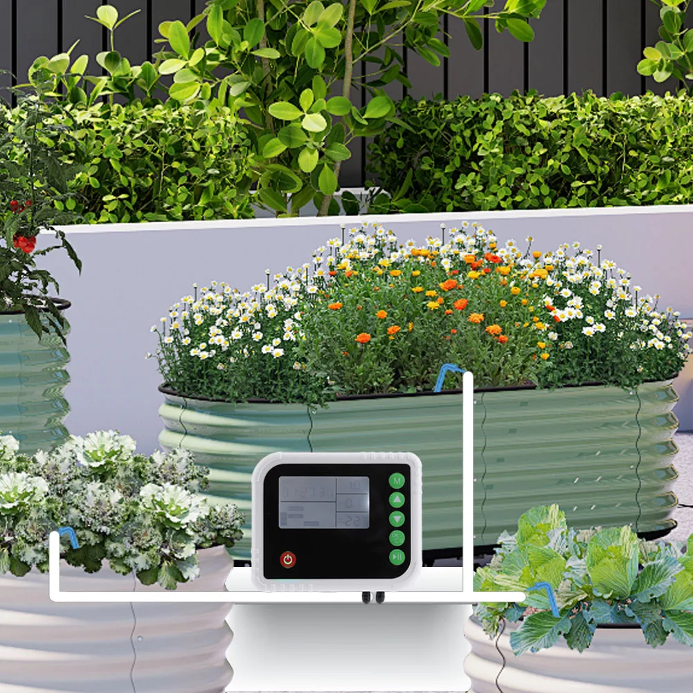 Sistema de autorriego de 15 plantas en macetas, Kit de riego por goteo automático antisiphon, recargable tipo C, 2 modos para 15 plantas en macetas