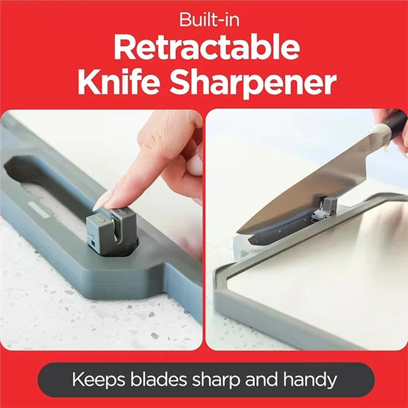 

【DIY DECOR】Double-Sided Stainless Steel Chopping Board Large Capacity Metal Cutting Board With Sharpener For Kitchen Use