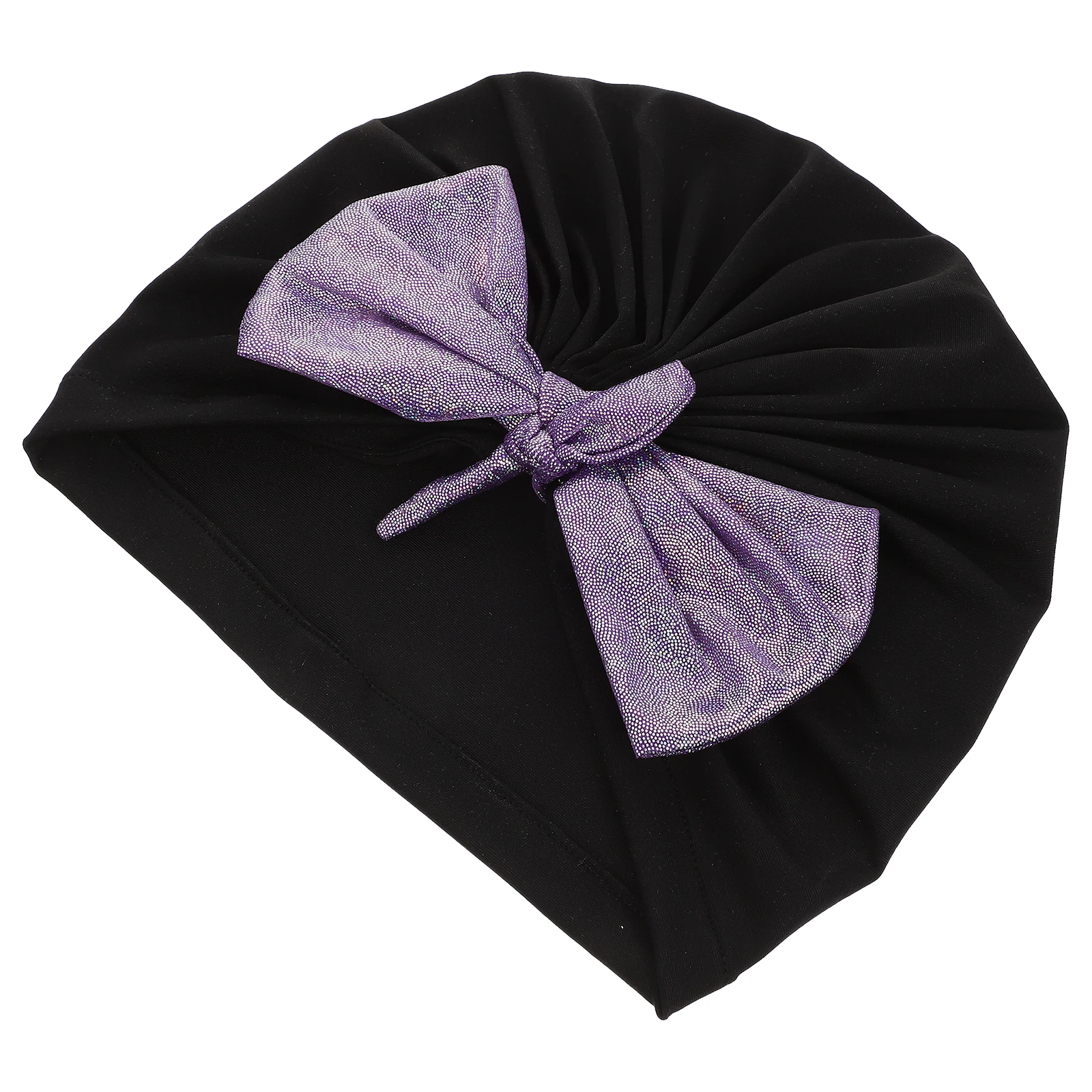 قبعة سباحة ذات شعر طويل للبالغين من النايلون المرن بعقدة على شكل فيونكة مزخرفة، غطاء حماية خفيف الوزن للنساء