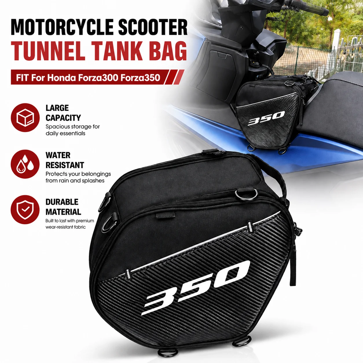 Motorcycle Tunnel Bag For Honda Forza300 Forza350 Scooter Seat Storage Bag Waterproof Under Seat Organizer Accessories