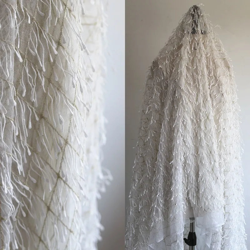 Designer Pleated Crinkle Texture Fabric Elegant Soft FlowyDress Evening Gown  Fashion Photography Backdrop DIY Craft Material