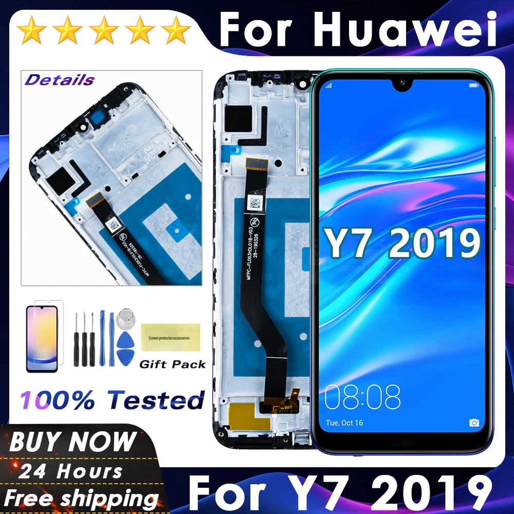 Y7 2019 IPS LCD for HUAWEI Y7 2019 Display Touch Screen Digiziter Assembly For Huawei DUB-LX1 DUB-LX3 With Frame LCD Display