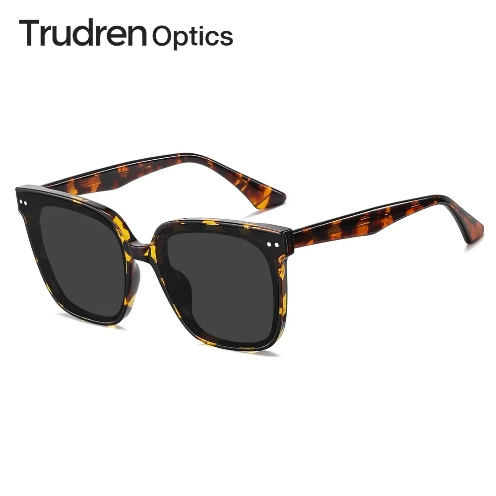 Trudren Unisex GM Sunglasses Korean Style Oversized Square Polarized Sun Glasses for Men Women With Studs On Flat Lenses 2503