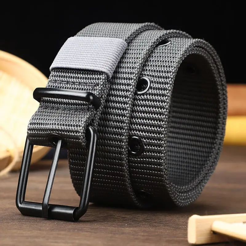 Long Military Training Canvas Belt Men's Belt Student Jeans Belt Wholesale Porous Pin Buckle Belt Men's Work