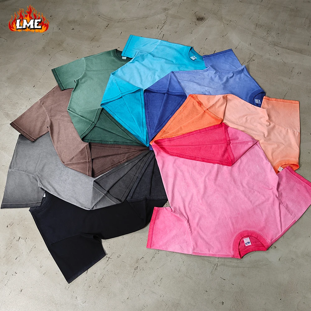 

LME High Quality Custom Screen Digital Printed 250GSM 100% Cotton Heavyweight Oversized Vintage Acid Wash Men T Shirt