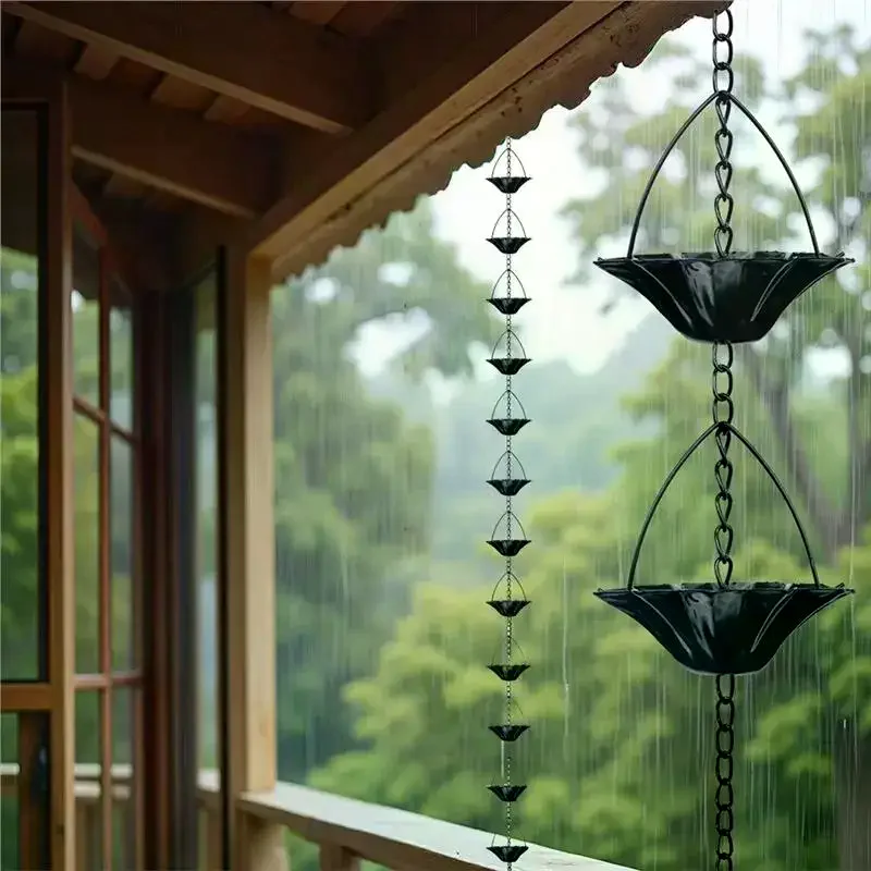 1Pcs Water Supply Chain Decoration Outdoor Rain Chain Metal Japanese Style Eaves Drainage Chain Villa Courtyard Rain Chain