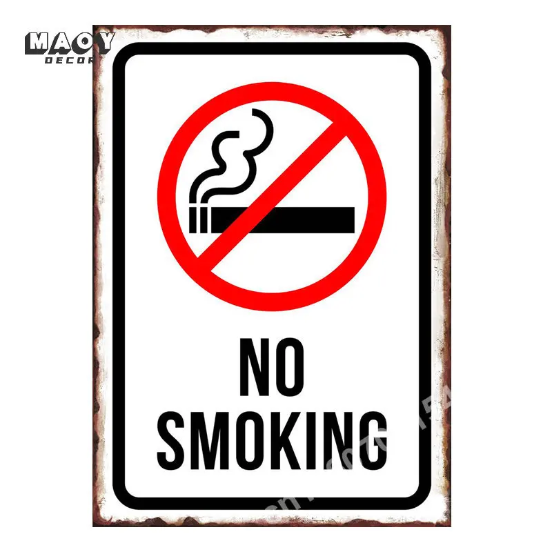 No Smoking Signs Metal Tin Sign Market Farmhouse Decor Garage Cafe Public Places Hallway Wall Decorations Home Room Decoration