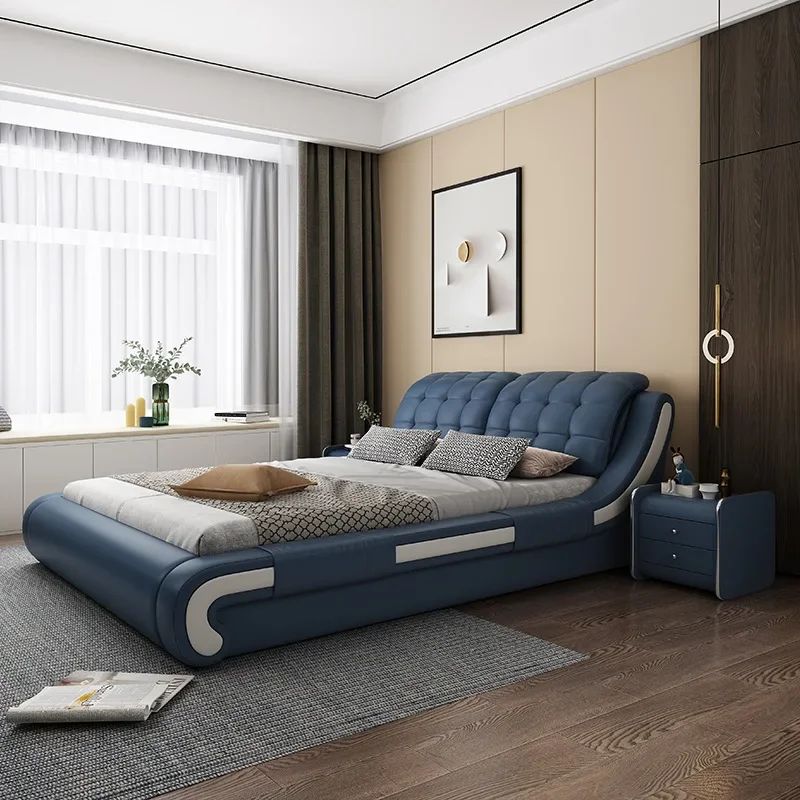 Cama Doble Queen para Niños, Cabecera de Madera Moderna, Cama Doble King Size, Muebles de Madera para Niños, Letti Matrimonial para Dormitorio