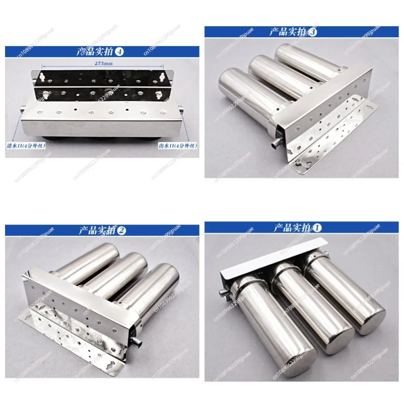 10 Inch 304 Stainless Steel Three Stage Water Pre Filter 4 Port Household Pipeline Water Purifier