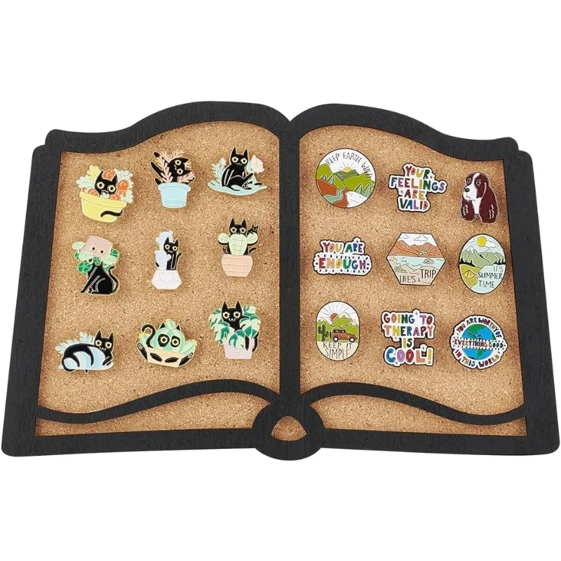 Pin Board Book Cork Board Bulletin Display Board 0.8inch Thick Wall Mounted Cork Board for Brooch Pin Storage Office Home