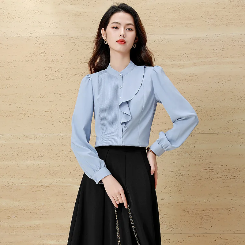 Spring Summer Formal Elegant Blouses Shirts Long Sleeve OL Styles for Women Professional Office Work Wear Tops Clothes Plus Size