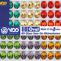 VDD Oval Multiple Colors Top Quality K9 Glass Sew On Rhinestones Crystal FlatBack Sewing Stones For DIY Clothes Accessories