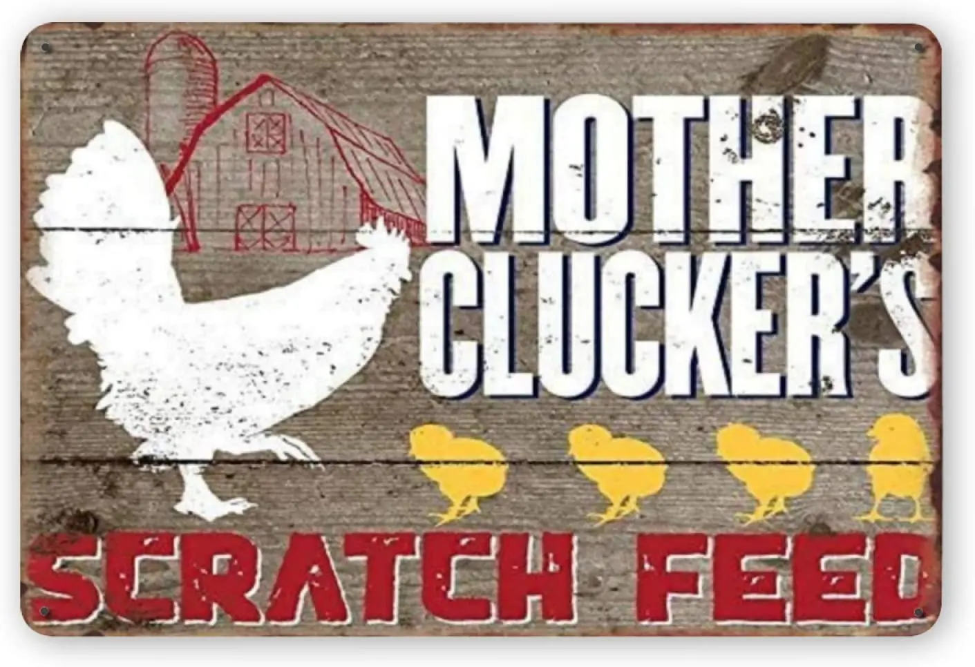 Ovonetune Mother Clucker¡¯s Scratch Feed Vintage Metal Tin Signs, Retro Art Tin Sign Decorations Plaque fo Bars Club Cafe Home