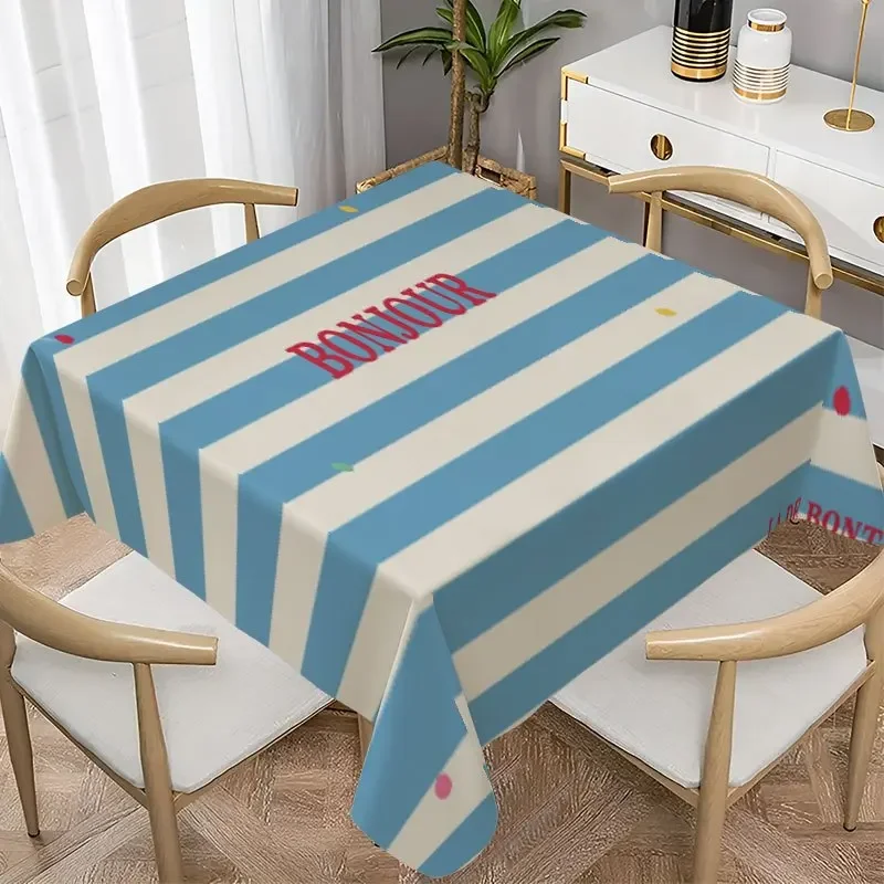 [jit] 1pc Soft, fashionable and elegant blue and white striped tablecloth with 