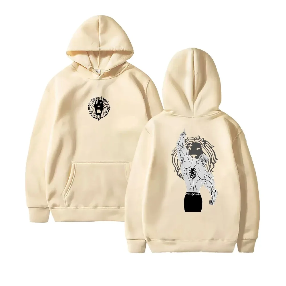 حار أنيمي الخطايا السبع المميتة Escanor الجرافيك مقنعين الرجال عادية فضفاض هوديس مانغا البلوز الشارع الشهير حجم كبير فضفاض #3