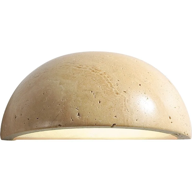 Lampa Ścienna Retro Wabi Sabi Żółty Travertyn Lampka Nocna Nordic Półokrągła Lampa Ścienna do Salonu Przedpokoju — Zdjęcie 2 z 2