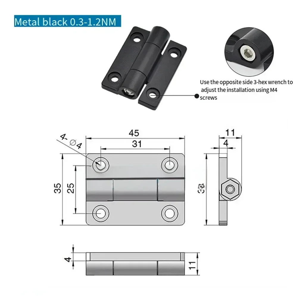 2pcs Adjustable Torque Damping Hinge Free Stop Positioning Stop Flat Hinge 360° Rotation Zinc Alloy Hinges For Furniture Cabinet