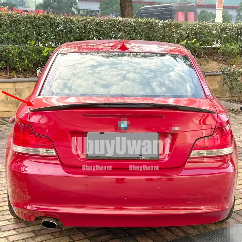 For BMW 1 Series 2-Door Coupe E82 E88 1M Gloss Black & Carbon-Printing ABS Rear Spoiler Car Wing  2007 - 2013