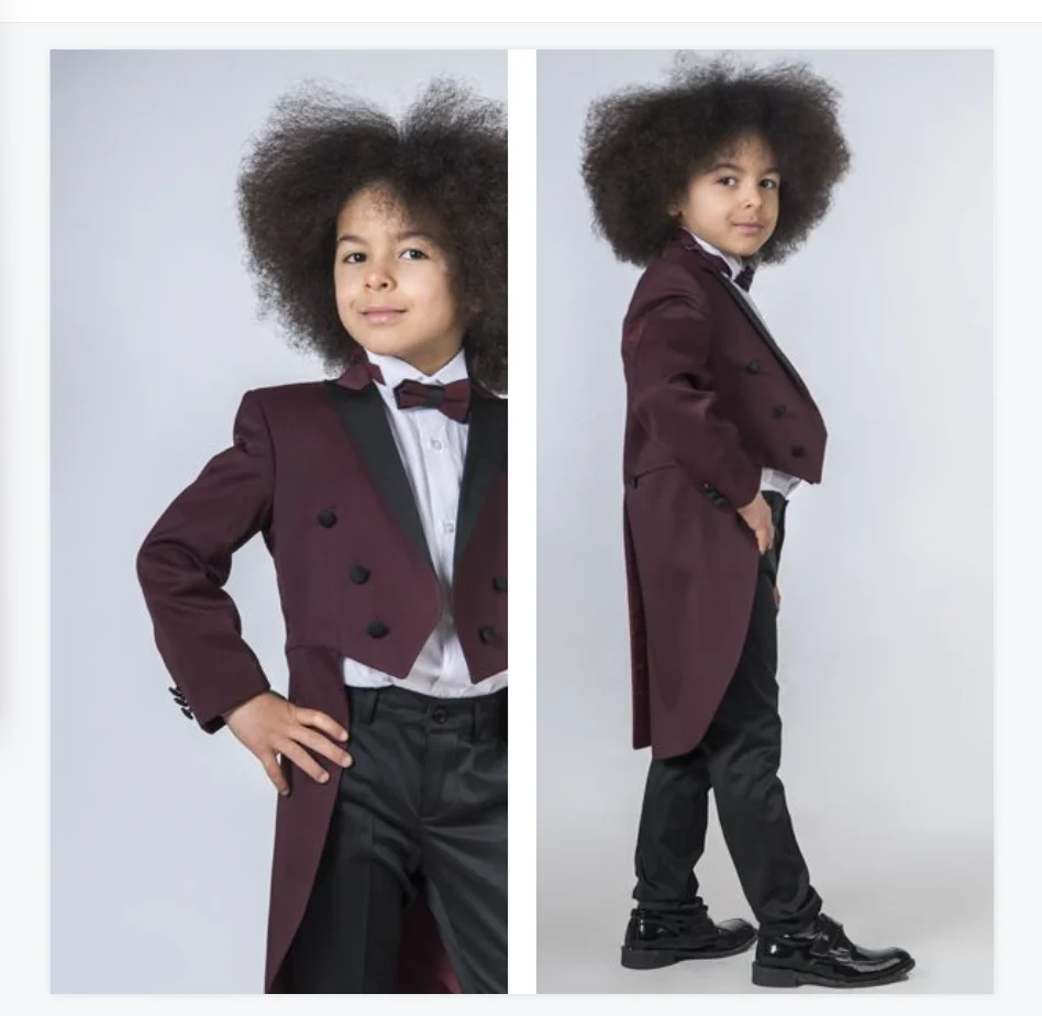 

Hi-Lo Boys Suit Set 2 Piece Wedding Tuxedos for Kids Burgundy Jacket Pants Cotton Blazer 2-16 Years Formal Party Suit Customized