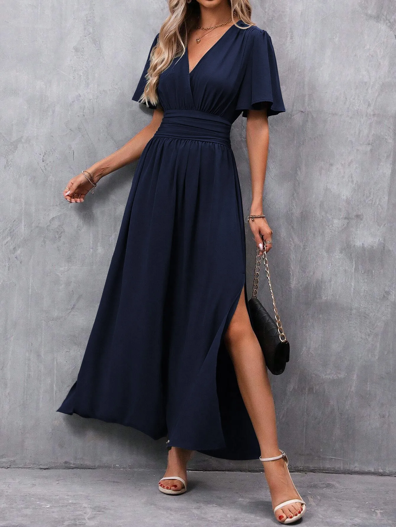 Slim Fit V Neck Dress Refined Commuter with a Line Skirt Date a Line Elegant and Refined Pullover Elegant Dresses for Women