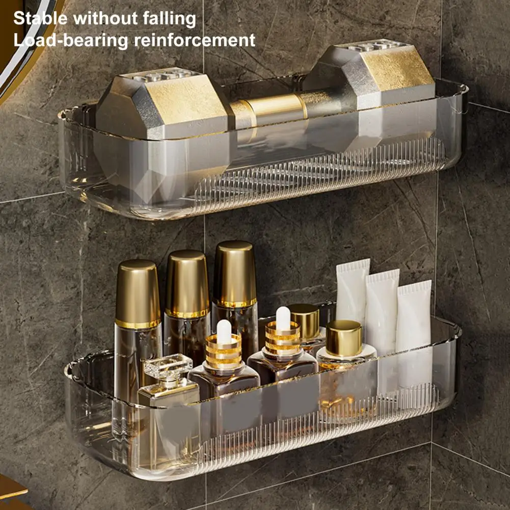 Bathroom Shelf Space-saving Adhesive Shower Rack Durable Wall Mount Bathroom Shampoo Sundries Storage Shelf Organizer for Home