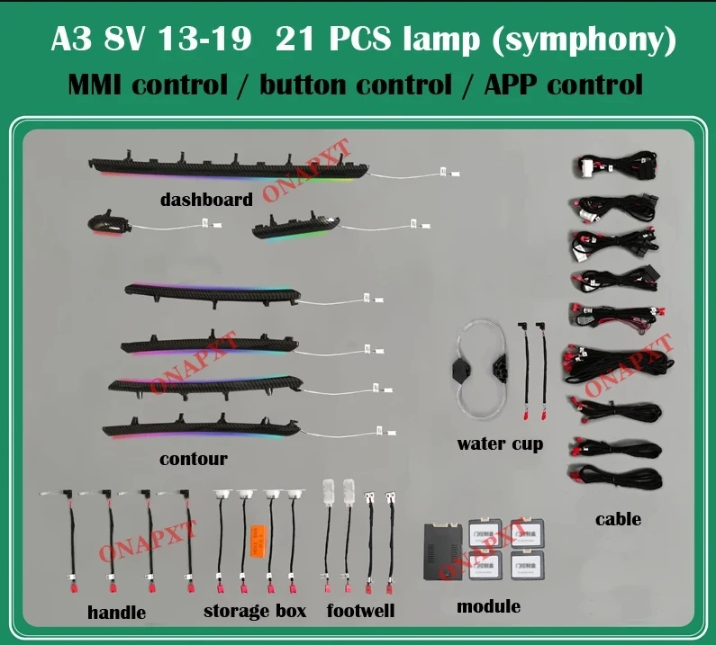 

Symphony Door Ambient Light Dashboard LED Atmosphere Lamp For Audi Q2 Q3 Q5 Q7 Q8 A3 S3 A4 S4 A5 S5 A6 A7 A8 8V B8 B9 C7 C8 D5