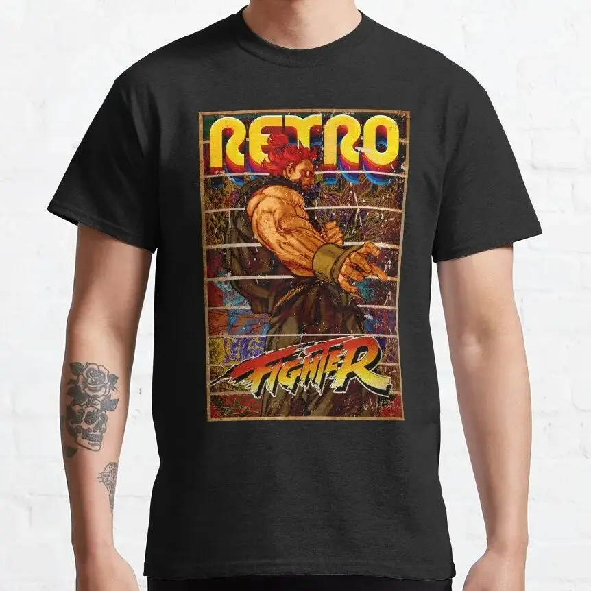 

0330 Akuma Retro Street Fighter Gaming 80s Combat t shirt Retro Arcade game Graphic Tee Y2K Clothes 100% cotton rintedtee