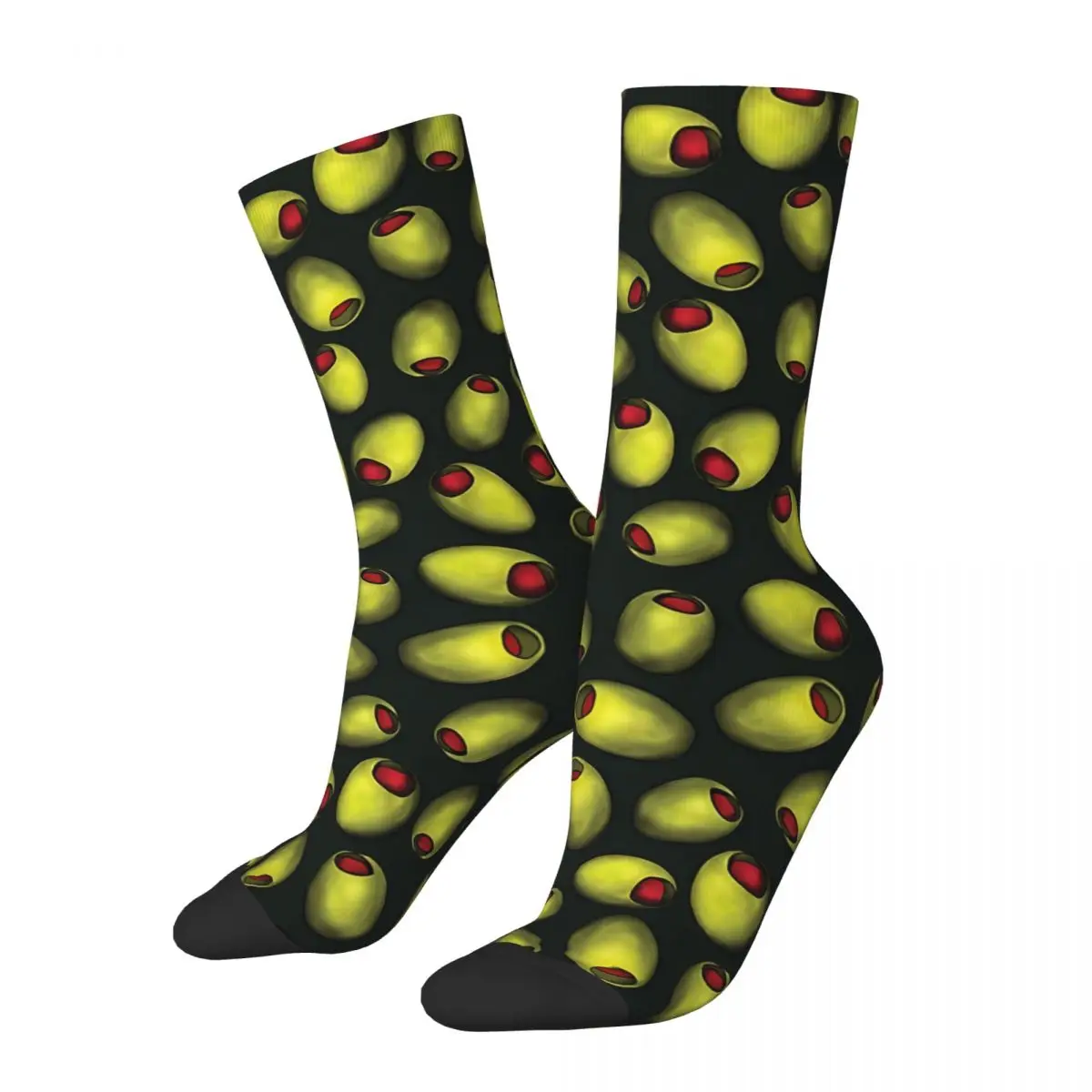 Vintage Green Olives Men's Socks Fruits Food Unisex Harajuku Seamless Printed Crazy Crew Sock Gift