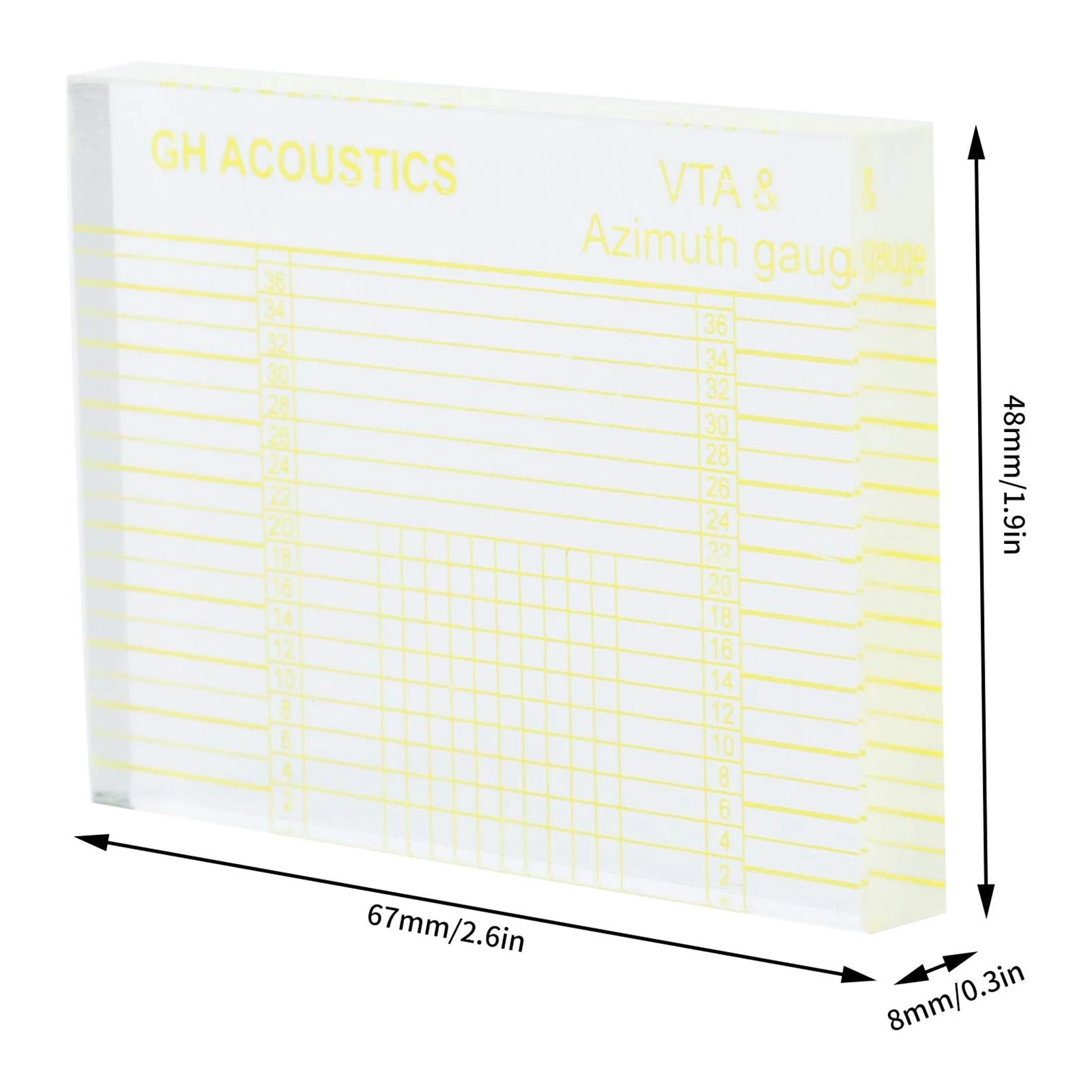 Phonograph VTA Azimuth Gauge with Clear Lines Turntable Stylus Scale Turntable VTA Azimuth Ruler for Hi-Fi Turntable Setup
