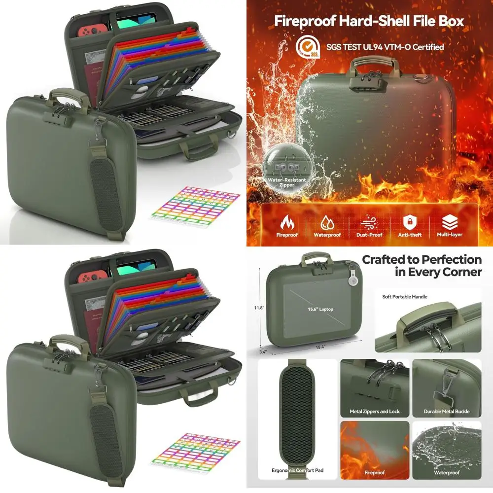 

Портативный органайзер для документов с жестким корпусом, замком и плечевым ремнем, 13-карманный файловый органайзер-аккордеон для надежного хранения импортных документов