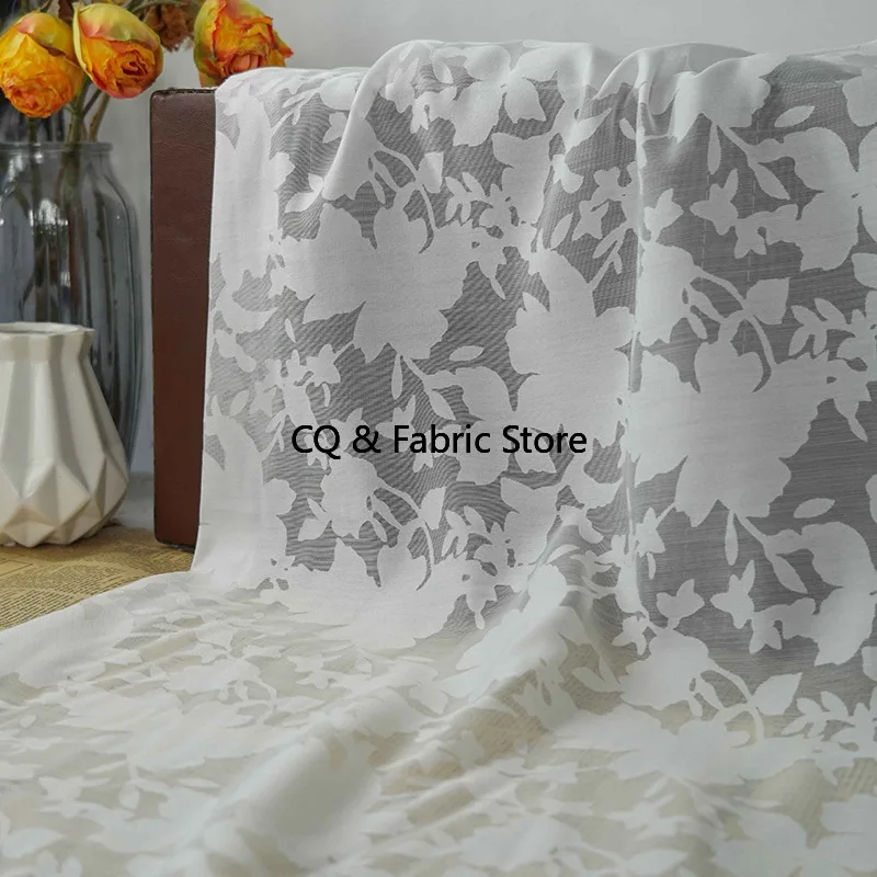 

Soft White Jacquard Chiffon Fabric For Spring And Summer Dress Clothing Fabric By The Meter