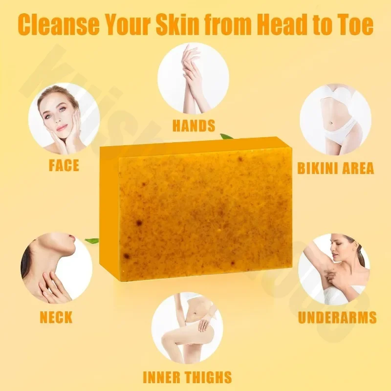 Sabão natural artesanal para cuidados com a pele, Sabão de limpeza, Limão tumérico, Ácido Kójico, Remove acne, Remove manchas escuras, Produtos para