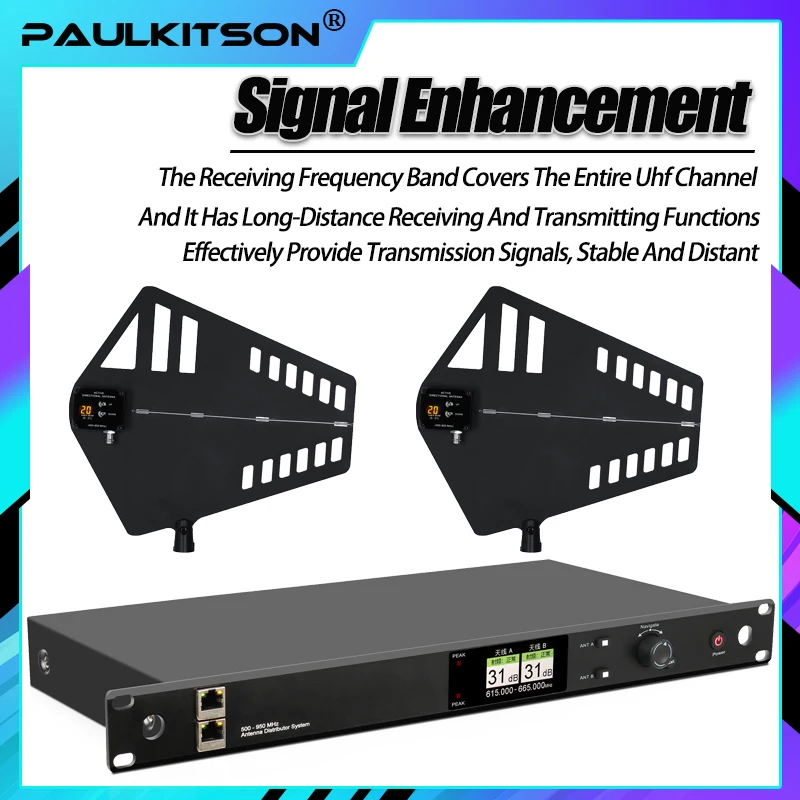Paulkitson Ac-1600a Rf Signal Distribution System 16 Channel Antenna Splitter Amplifier For Uhf Wireless Microphone 500-950MHz