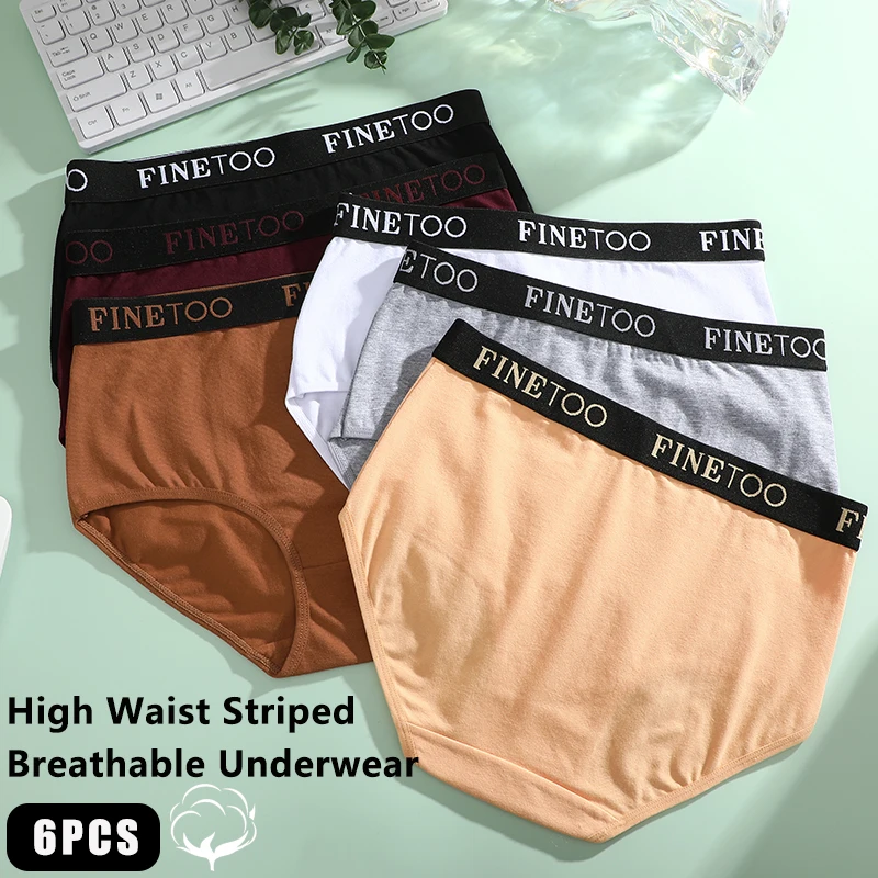 Finetoo 6 Teile/satz Frauen Baumwolle Nahtlose Slips Frauen Plus Größe Höschen Atmungsaktive Unterwäsche Weibliche Hohe Taille Weiche Dessous S-XXL