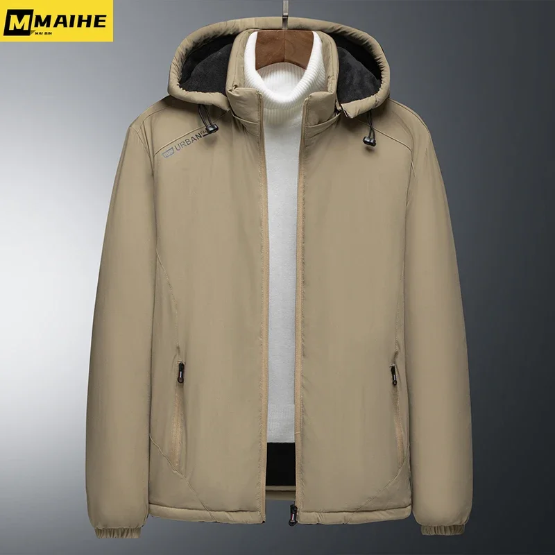 Chaqueta de invierno para hombre, abrigo térmico forrado de lana para montañismo, a prueba de viento, con capucha, Parka de Safari impermeable de