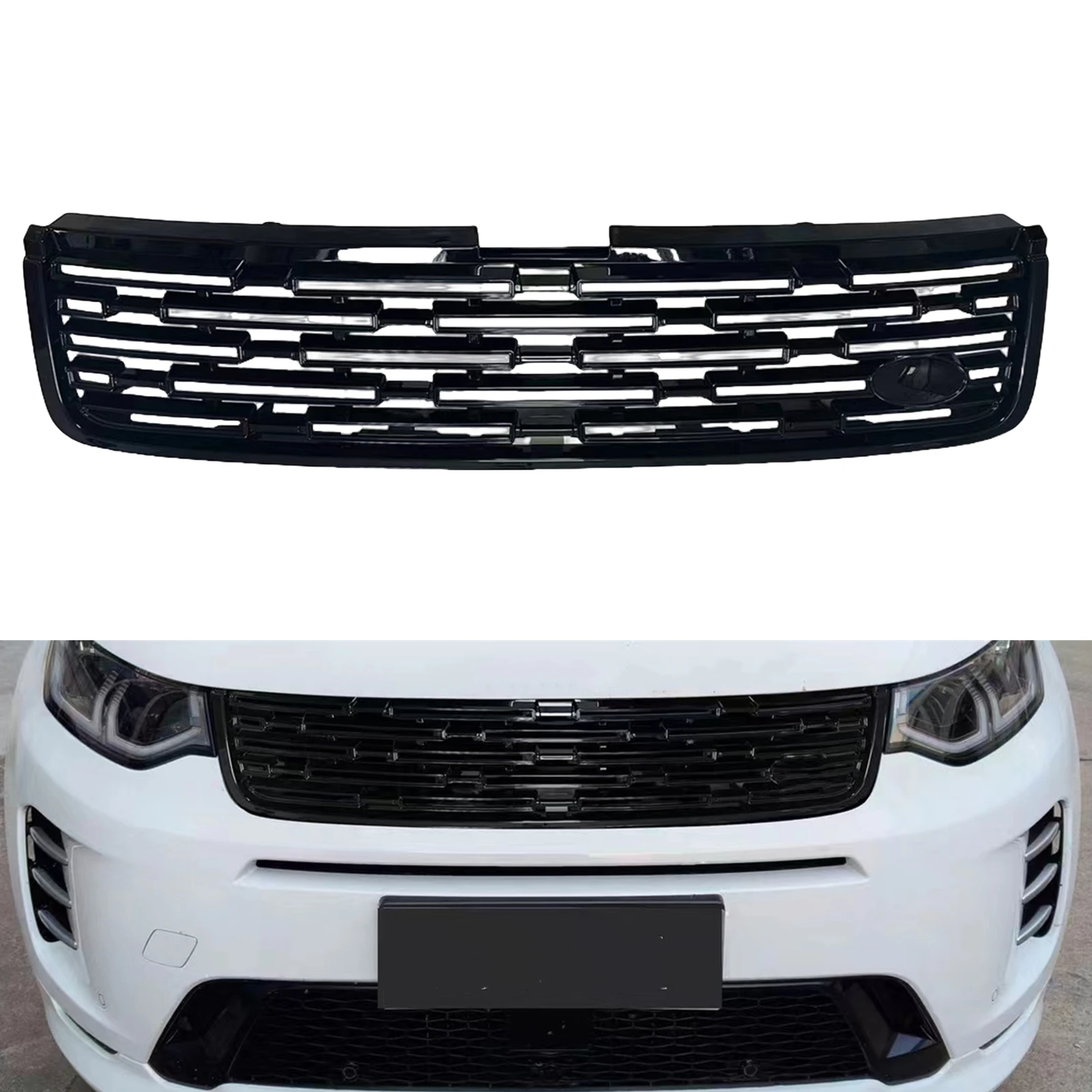 

For Land Rover Discovery Sport 2020-2024 Front Grille Racing Grills Black Car Upper Bumper Hood Mesh Grid