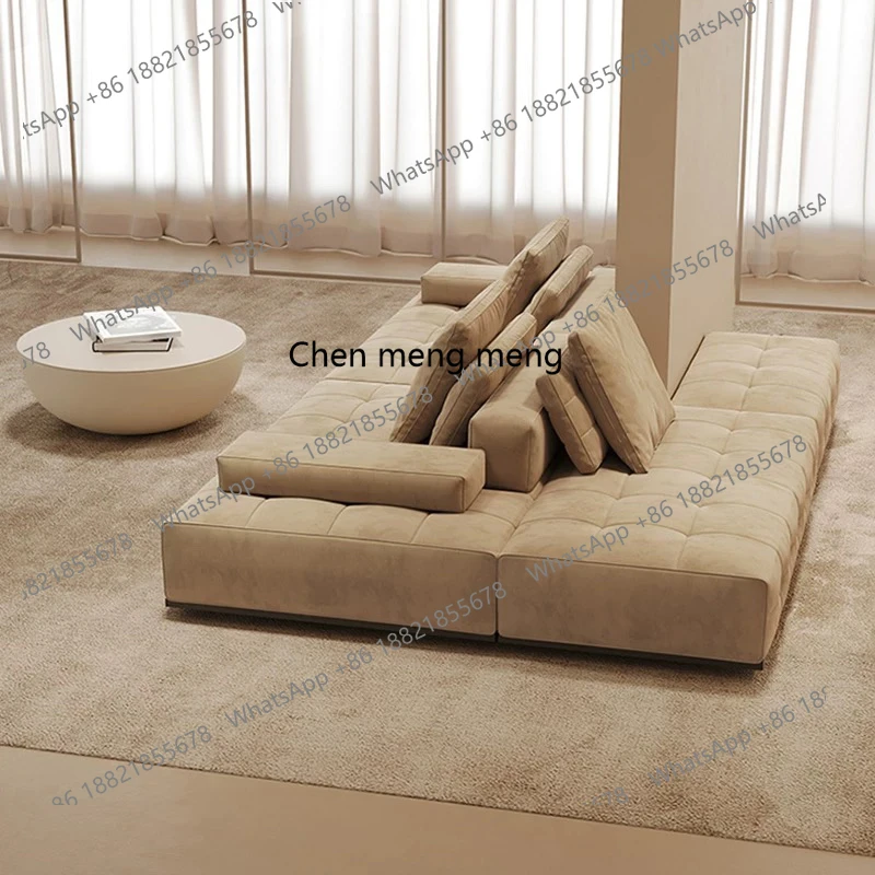 Italian minimalist fabric sofa designer light luxury, villa module combination straight row double-sided sofa