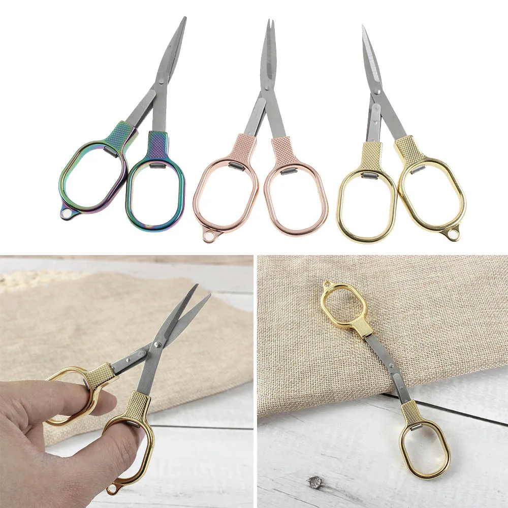 Stainless Steel Anti-rust Portable Folding Scissors Glasses Shaped Mini Shear Fishing Scissor For Home And Travel Camping Use