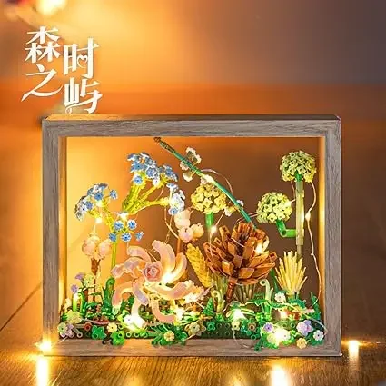 

Building Set, Building Blocks Puzzle DIY Artificial Toy Flower Constructions Decorations Bouquet Collection Botanical Gift