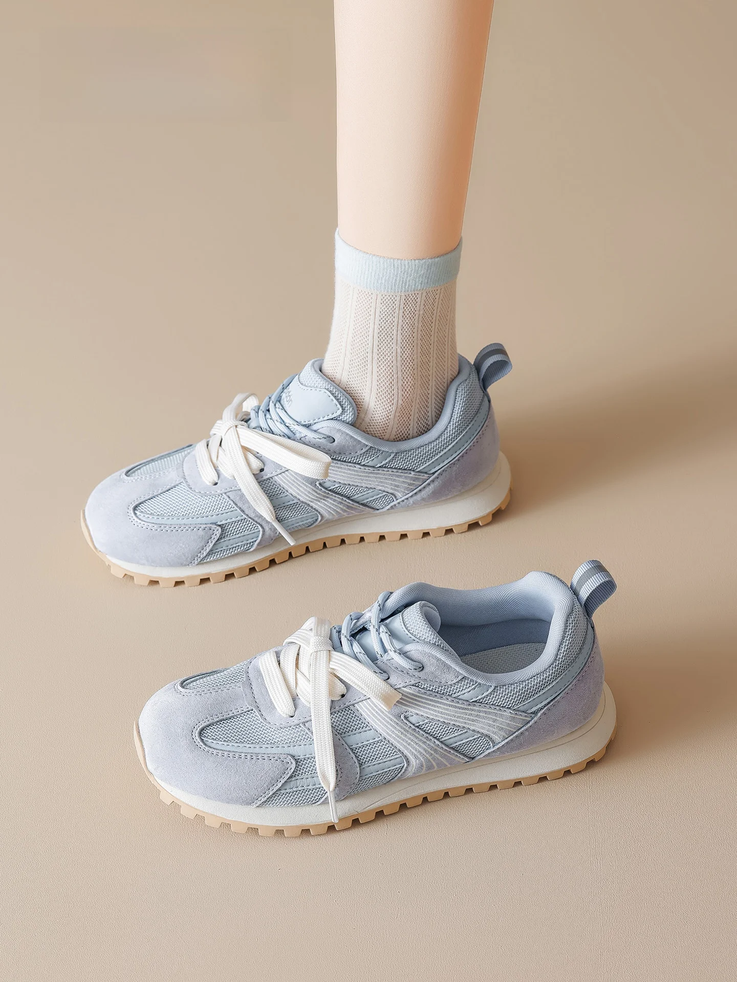 Agsdon Blue Sports Flat Bottom Ballet Flats Breathable Summer New Women's Casual Shoes Fashionable Comfortable Low Top