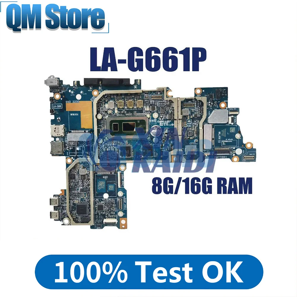 Laptop Motherboard For Dell Latitude 12 7200 0692DM 0XFWFG  0TJFG7 LA-G661P Notebook Mainboard I3 I5 I7 8th Gen CPU 8G 16G RAM