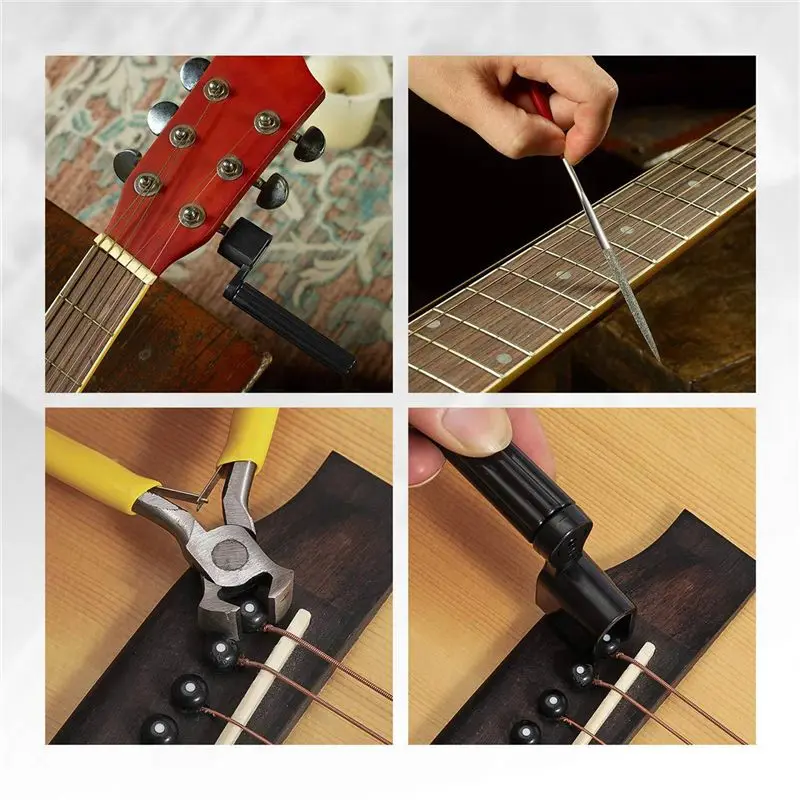 attractive-72pcs-guitar-tool-kit-repair-maintenance-tools-string-action-ruler-guitar-bridge-pins-strings-picks-with-carry-bag