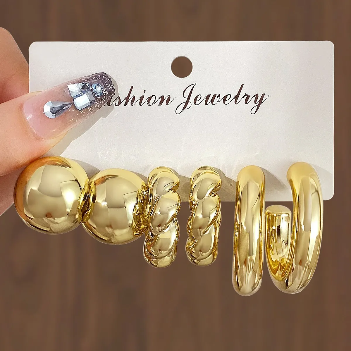New Trendy Gold Color Twisted C Shape Tear Drop Earrings Set for Women Fashion Metal Geometric Circle Earrings Jewelry