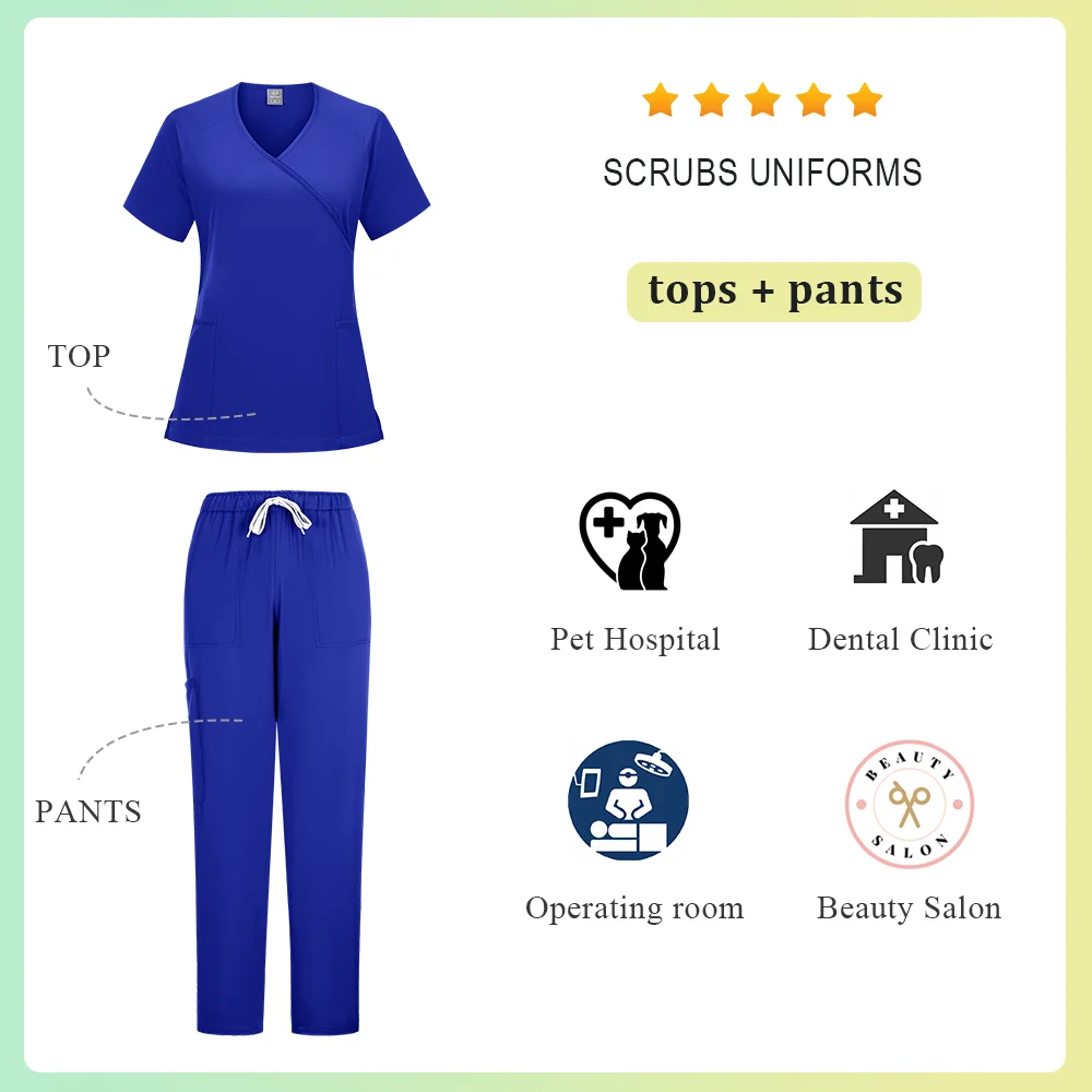 外科スクラブ女性看護 Enfermeria セットトップパンツ記事医療制服スクラブ臨床美容サロンスパ病院スーツ